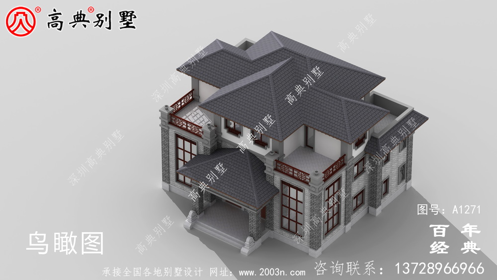 新中式三層實用型雙拼別墅效果圖及施工圖__三層別墅圖紙