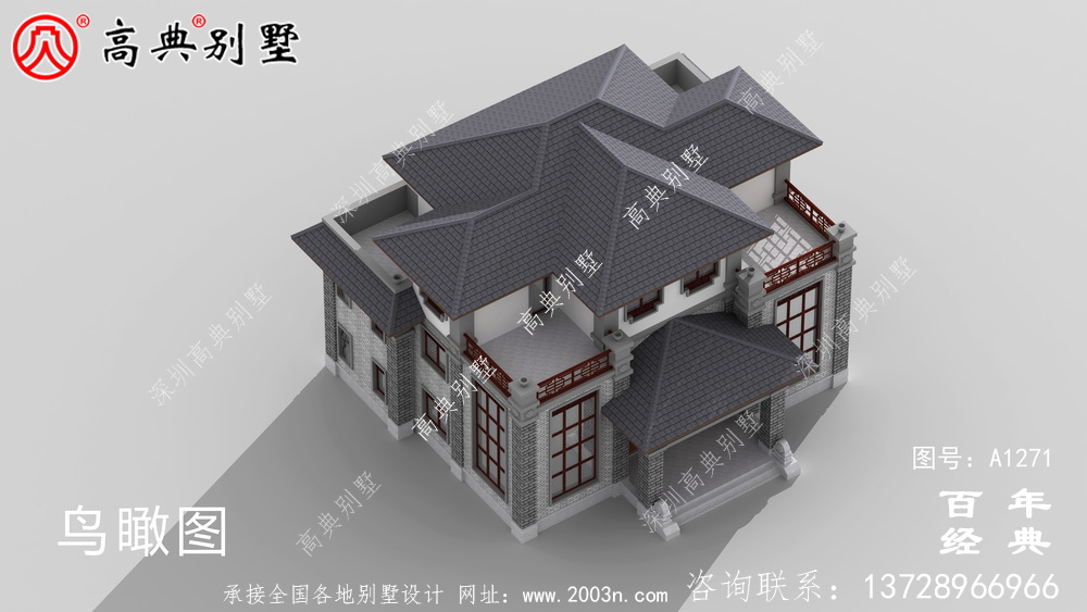 新中式三層實用型雙拼別墅效果圖及施工圖__三層別墅圖紙