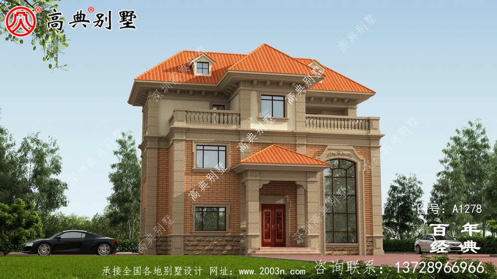 復式三層歐式小別墅效果圖及施工圖_新農村別墅戶型圖設計