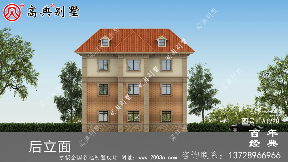 復式三層歐式小別墅效果圖及施工圖_新農村別墅戶型圖設計