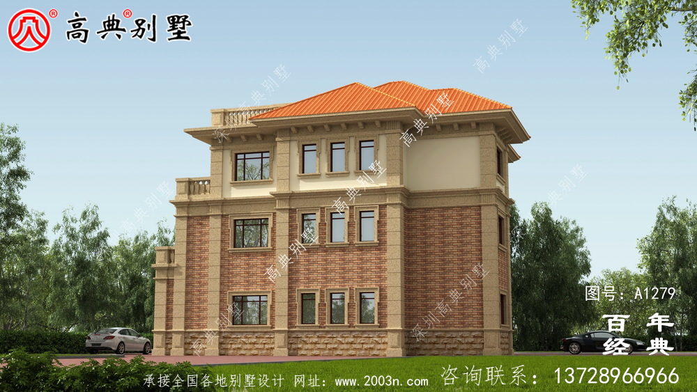 歐式復式三層別墅外觀設計圖紙_新農村別墅戶型圖設計