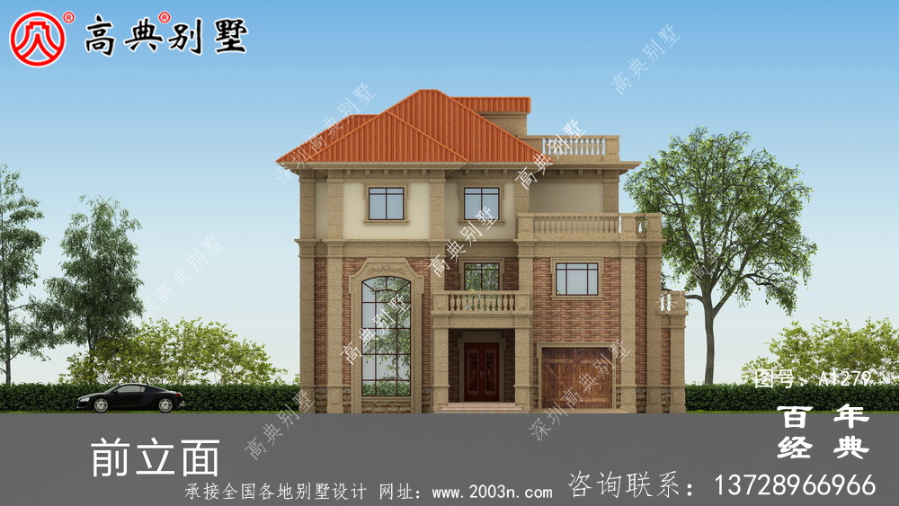 歐式復式三層別墅外觀設計圖紙_新農村別墅戶型圖設計