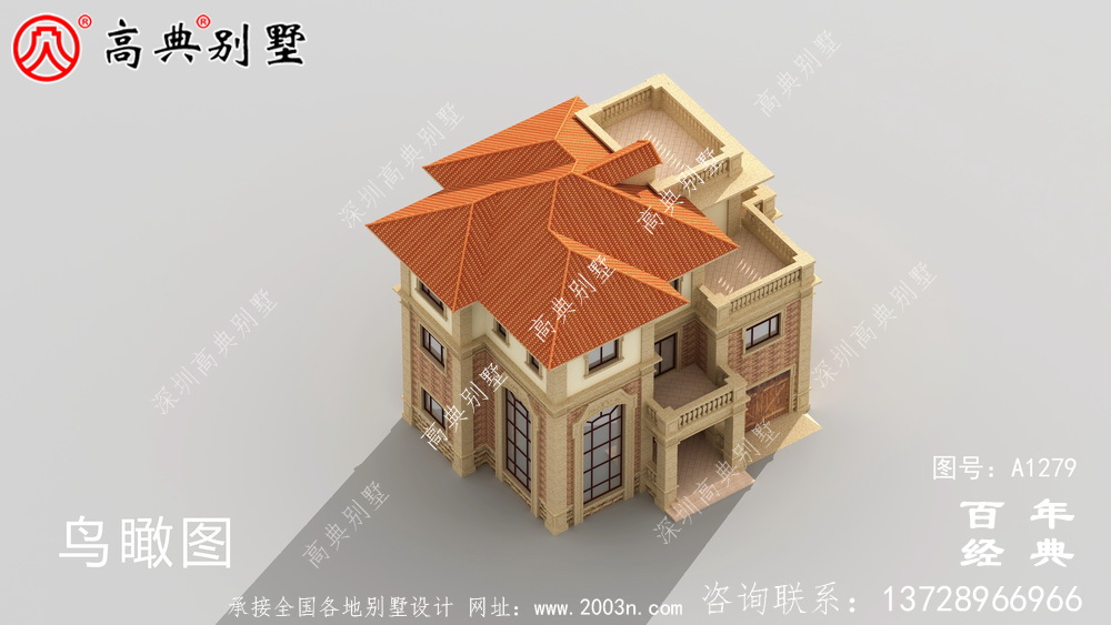 歐式復式三層別墅外觀設計圖紙_新農村別墅戶型圖設計