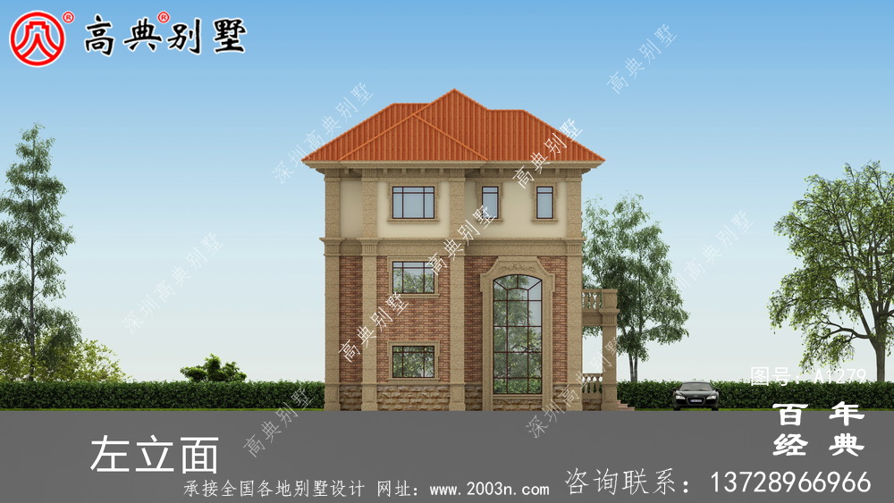 歐式復式三層別墅外觀設計圖紙_新農村別墅戶型圖設計