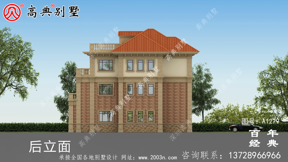 歐式復式三層別墅外觀設計圖紙_新農村別墅戶型圖設計