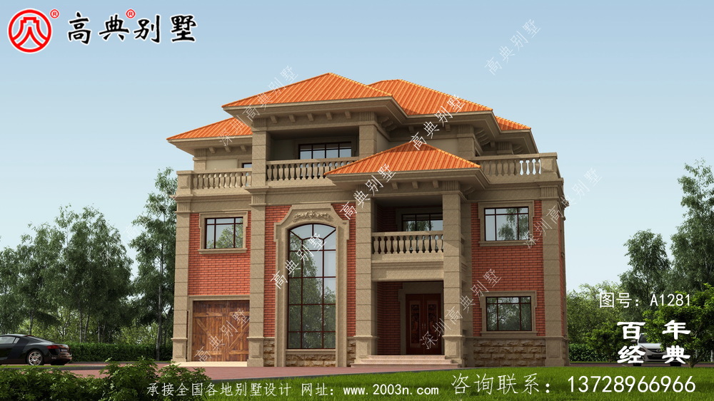 歐式三層復式帶車庫別墅設計圖紙_農村三層別墅圖紙