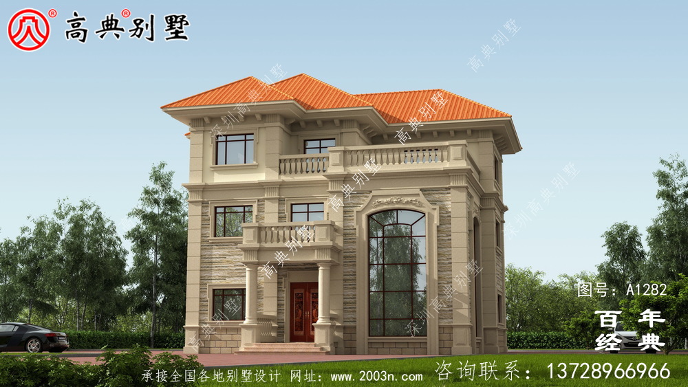 歐式復式三層別墅效果圖及施工圖__農村三層別墅圖紙