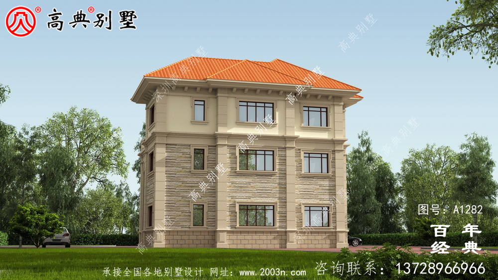 歐式復式三層別墅效果圖及施工圖__農村三層別墅圖紙