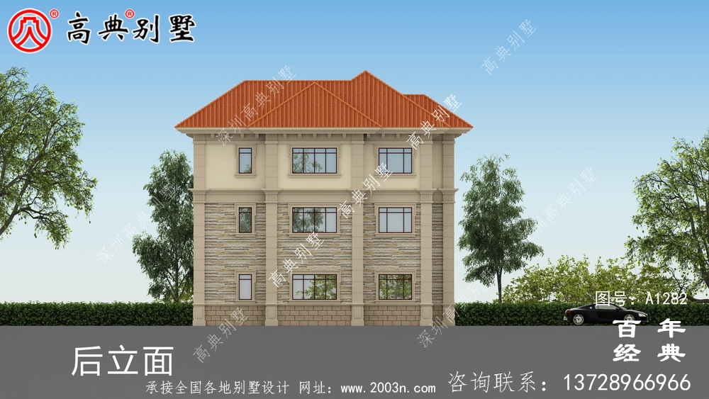 歐式復式三層別墅效果圖及施工圖__農村三層別墅圖紙