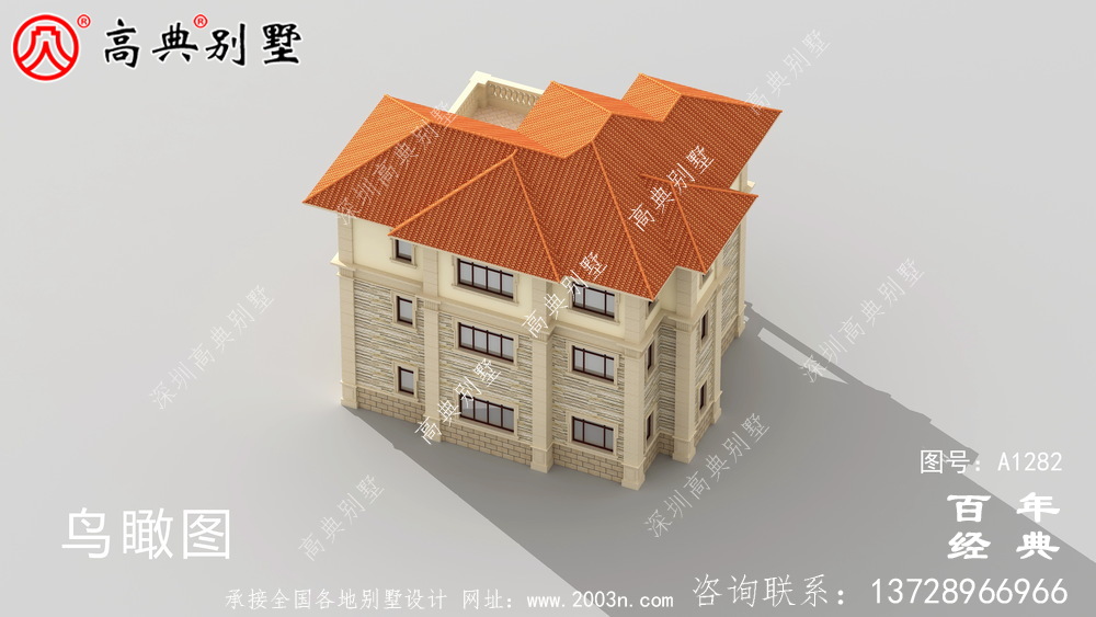 歐式復式三層別墅效果圖及施工圖__農村三層別墅圖紙