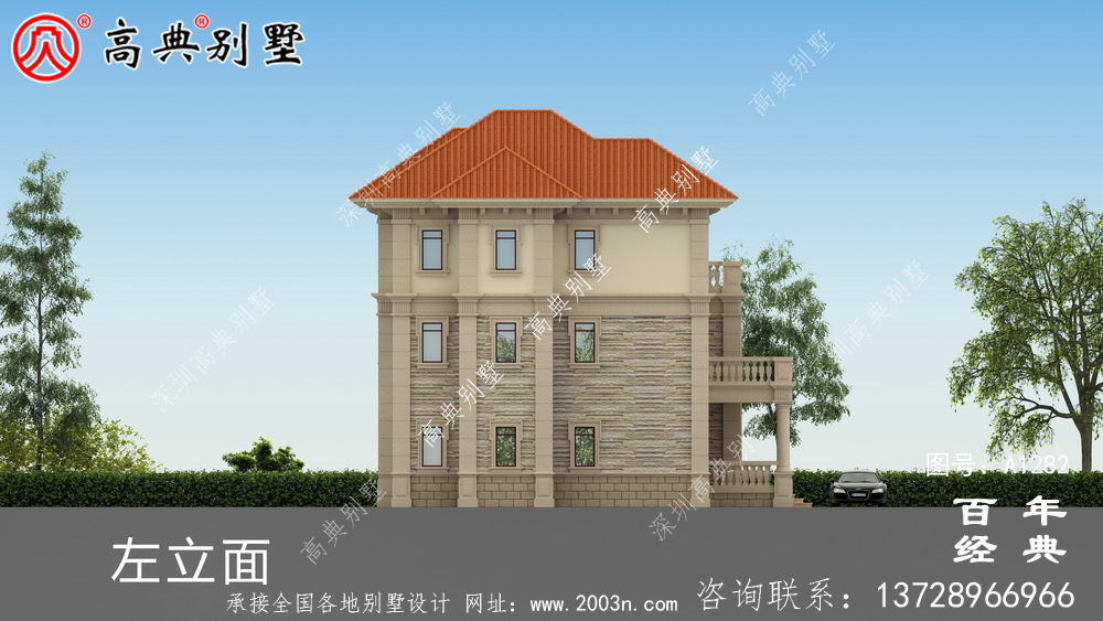 歐式復式三層別墅效果圖及施工圖__農村三層別墅圖紙