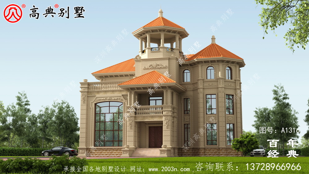 豪華復式三層歐式別墅設計圖紙及效果圖_農村三層別墅圖紙