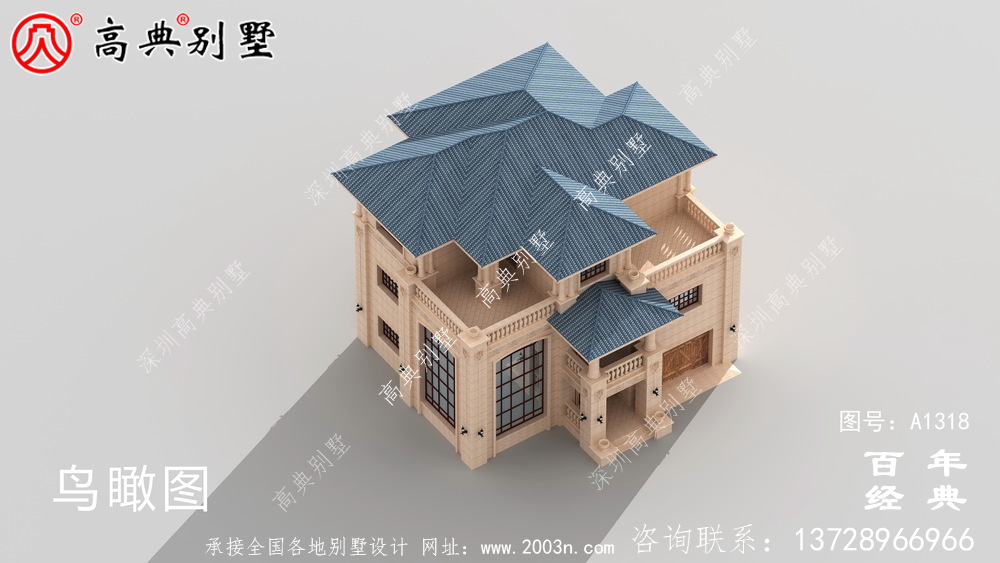 歐式三層帶露臺復式別墅設計圖紙及效果圖_農村三層別墅圖紙