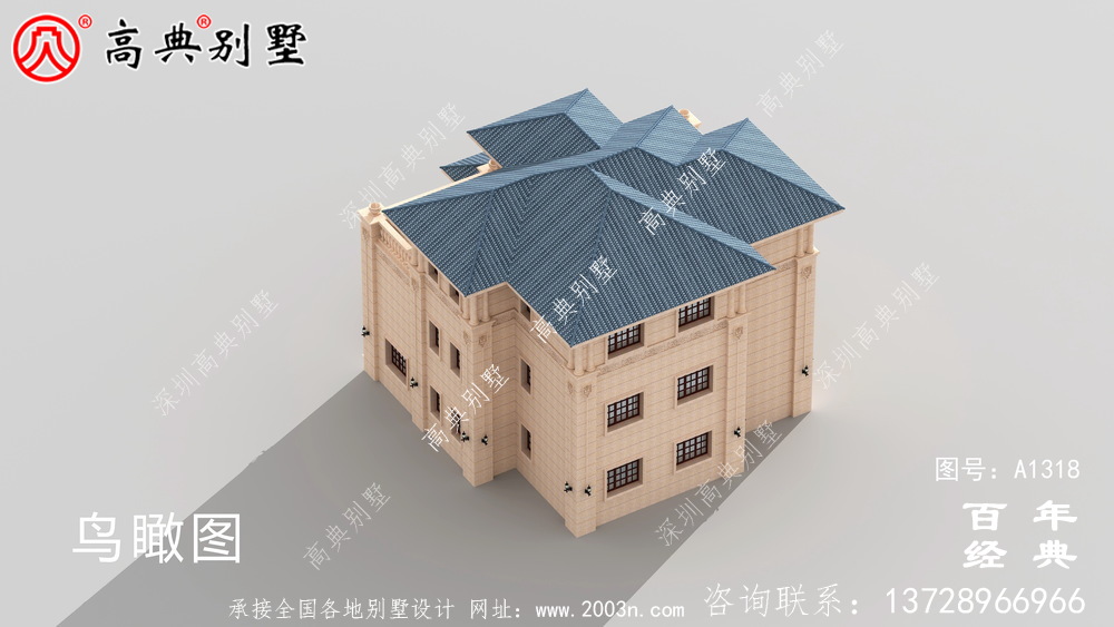 歐式三層帶露臺復式別墅設計圖紙及效果圖_農村三層別墅圖紙