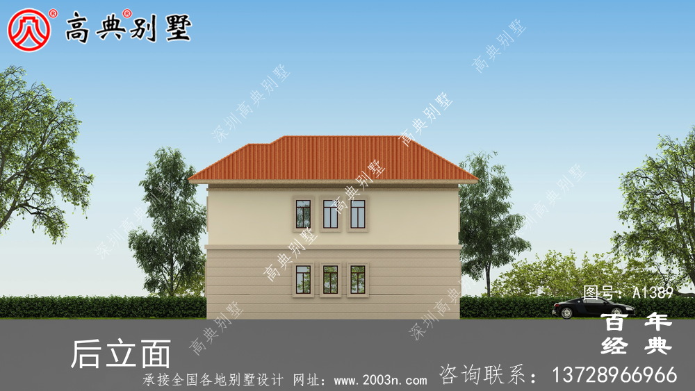 鄉村二層帶車庫別墅自建房設計圖設計效果圖_別墅設計圖紙
