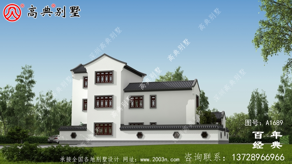 新中式復(fù)式三層農(nóng)村別墅外觀效果圖_農(nóng)村三層別墅設(shè)計(jì)