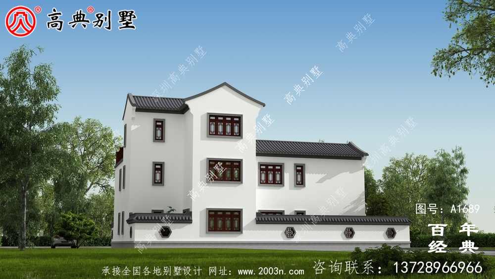 新中式復(fù)式三層農(nóng)村別墅外觀效果圖_農(nóng)村三層別墅設(shè)計(jì)
