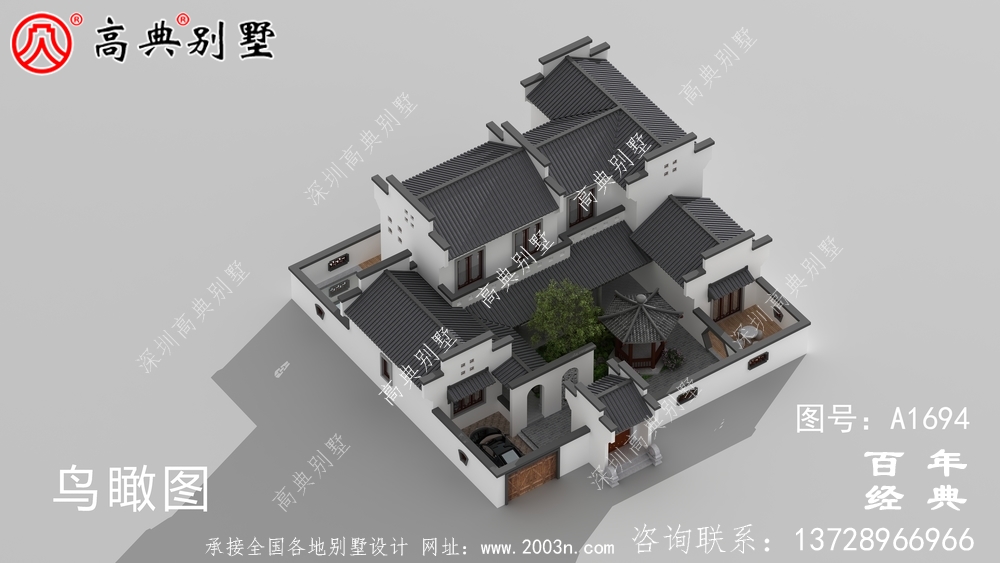豪華兩層新中式別墅設計圖紙_農村四層別墅設計