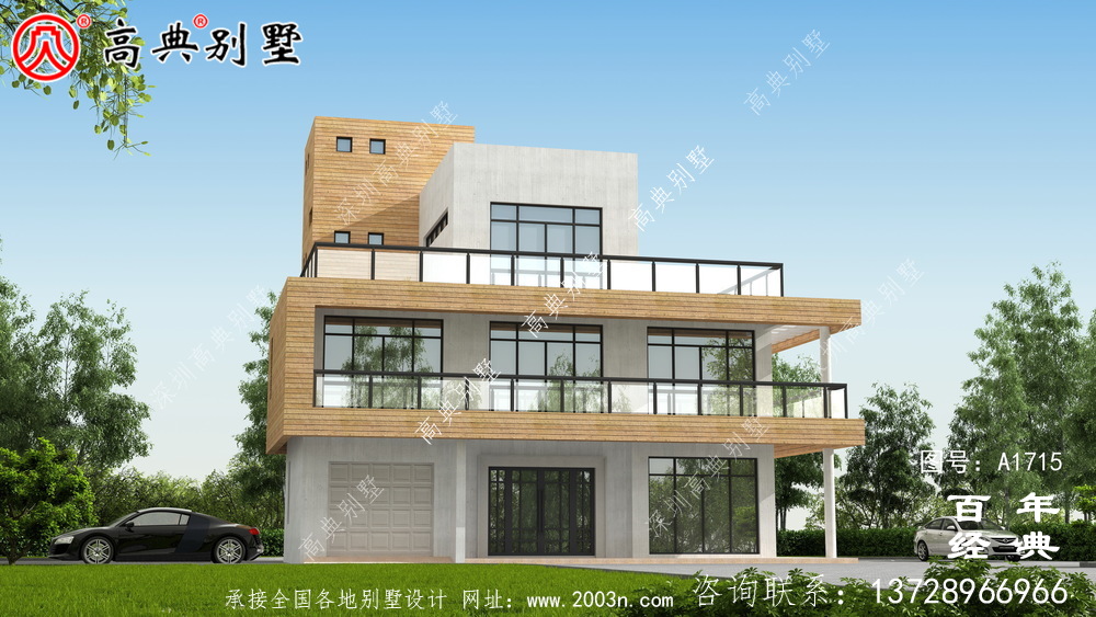 新農(nóng)村四層現(xiàn)代風(fēng)別墅外觀設(shè)計圖_農(nóng)村四層別墅設(shè)計