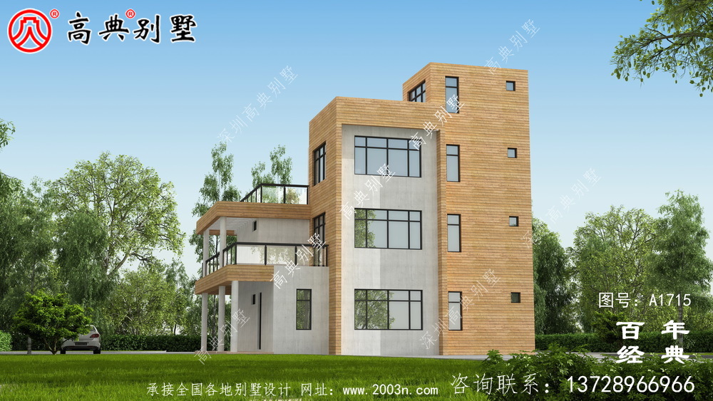 新農(nóng)村四層現(xiàn)代風(fēng)別墅外觀設(shè)計圖_農(nóng)村四層別墅設(shè)計