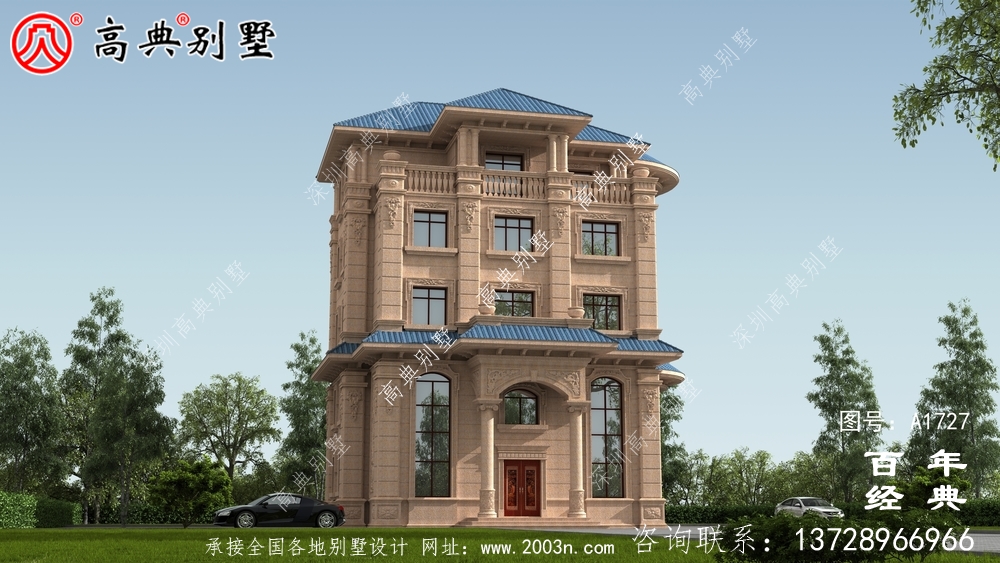 復式五層歐式別墅外觀效果圖_農村五層別墅設計