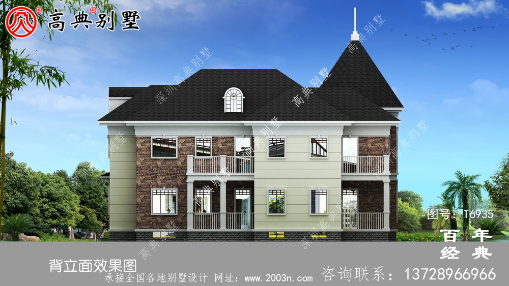 歐式兩層別墅外觀效果圖_農村別墅設計圖