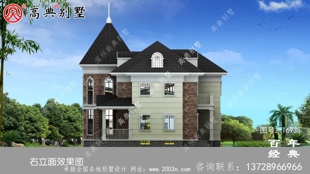 歐式兩層別墅外觀效果圖_農村別墅設計圖
