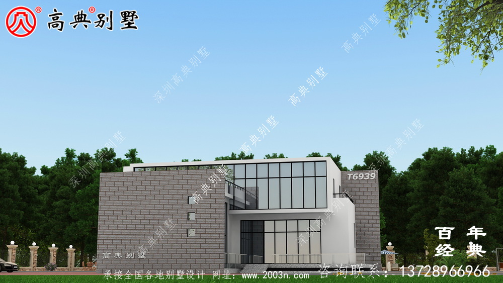 現代兩層別墅外觀設計圖_農村別墅設計圖