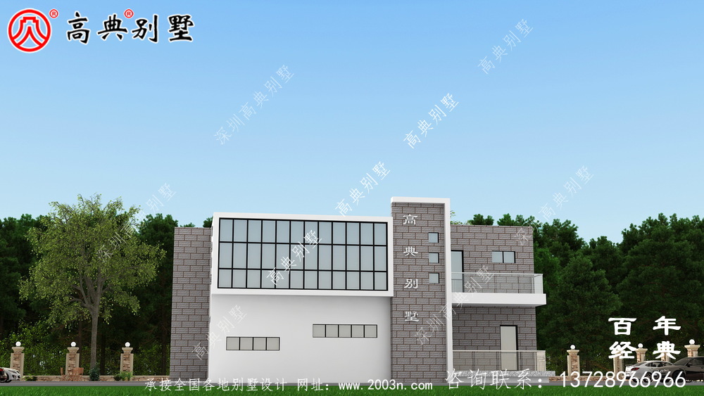 現代兩層別墅外觀設計圖_農村別墅設計圖