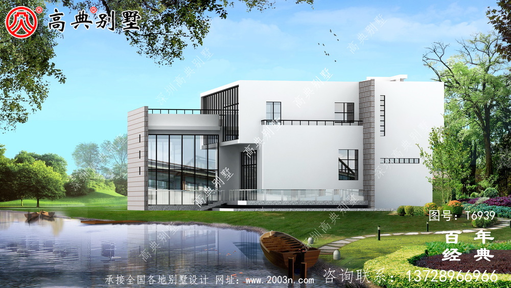 現代兩層別墅外觀設計圖_農村別墅設計圖