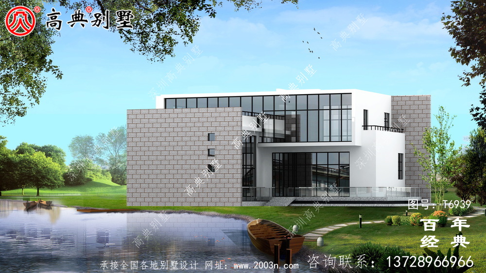 現代兩層別墅外觀設計圖_農村別墅設計圖