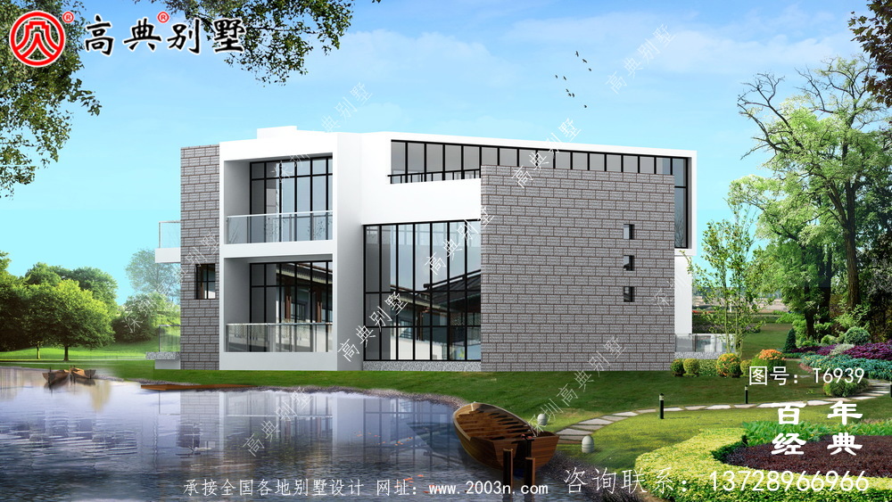 現代兩層別墅外觀設計圖_農村別墅設計圖
