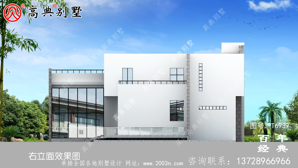 現代兩層別墅外觀設計圖_農村別墅設計圖