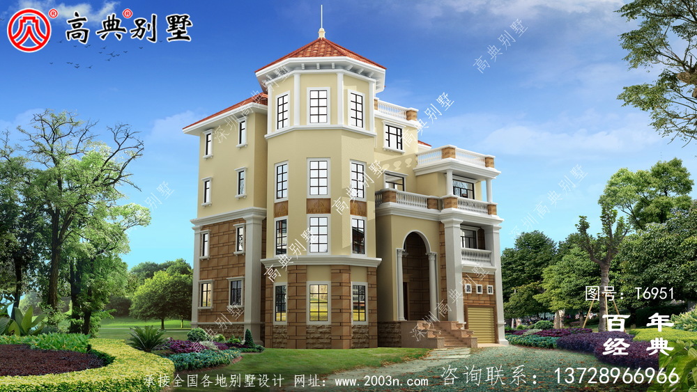 四層帶車庫(kù)農(nóng)村自建房屋效果圖_農(nóng)村別墅設(shè)計(jì)圖
