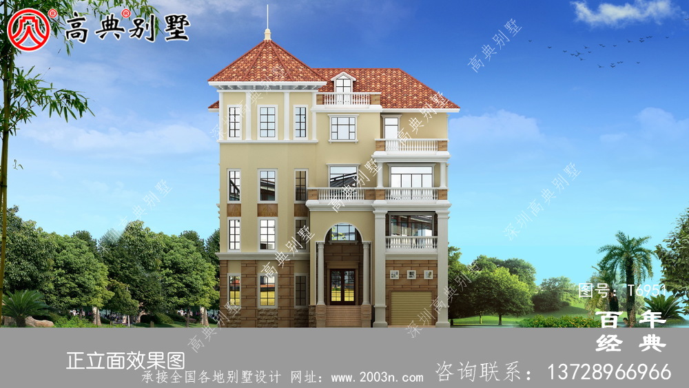 四層帶車庫(kù)農(nóng)村自建房屋效果圖_農(nóng)村別墅設(shè)計(jì)圖