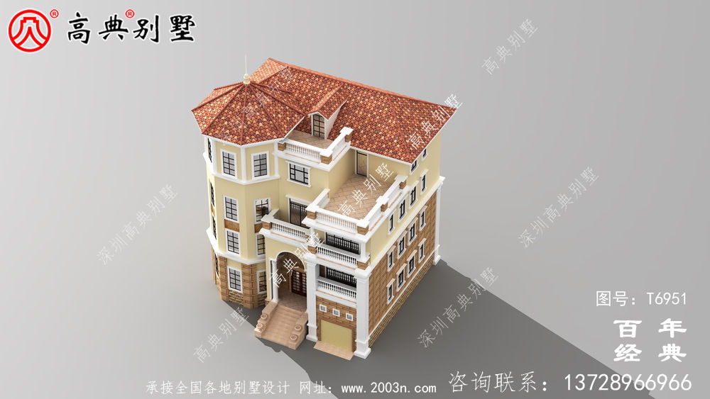 四層帶車庫(kù)農(nóng)村自建房屋效果圖_農(nóng)村別墅設(shè)計(jì)圖