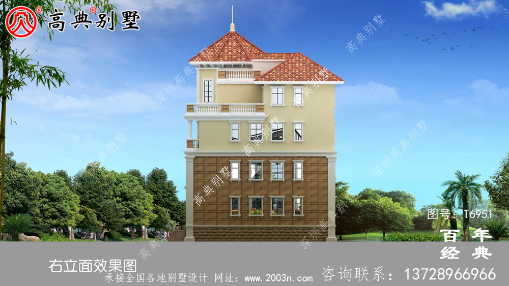 四層帶車庫(kù)農(nóng)村自建房屋效果圖_農(nóng)村別墅設(shè)計(jì)圖