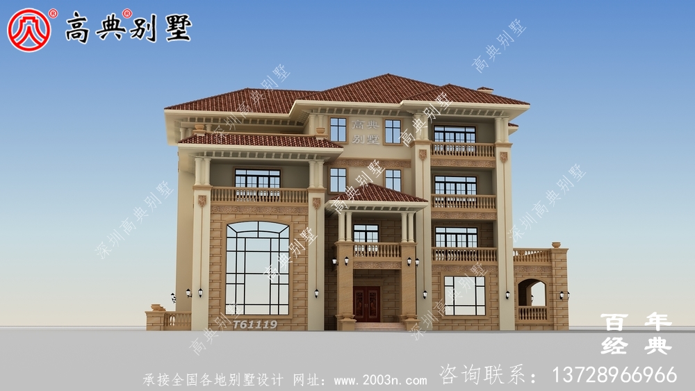 復式四層歐式別墅設計圖紙與效果圖大全_農村四層別墅設計