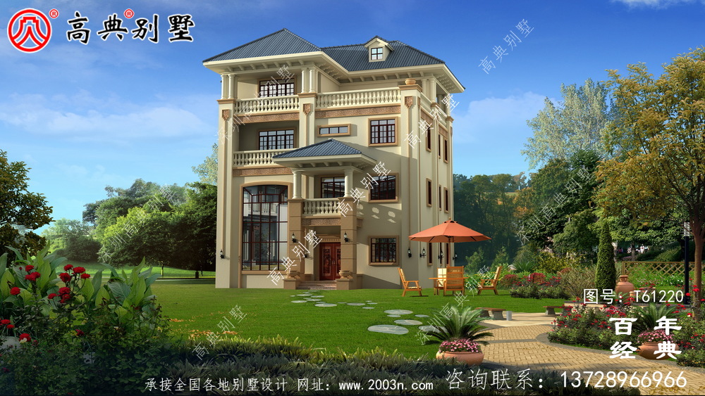 歐式四層別墅設計效果圖_農村四層自建房屋設計圖