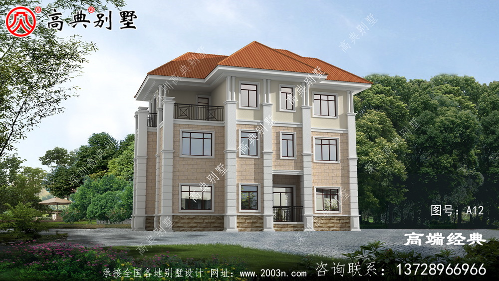 奢華不浮夸的歐式三層別墅設計效果圖，帶挑空大廳落地窗