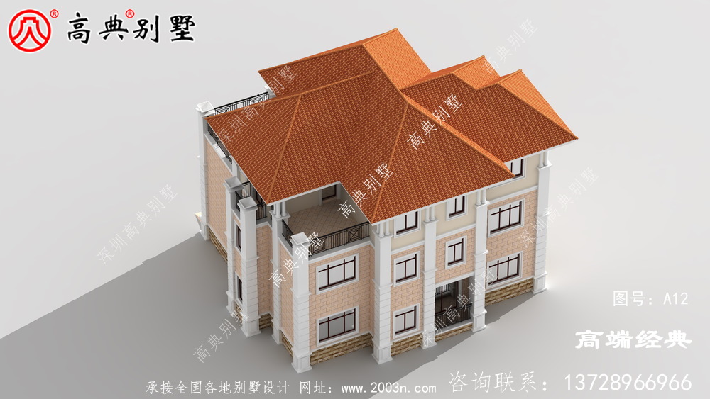 奢華不浮夸的歐式三層別墅設計效果圖，帶挑空大廳落地窗