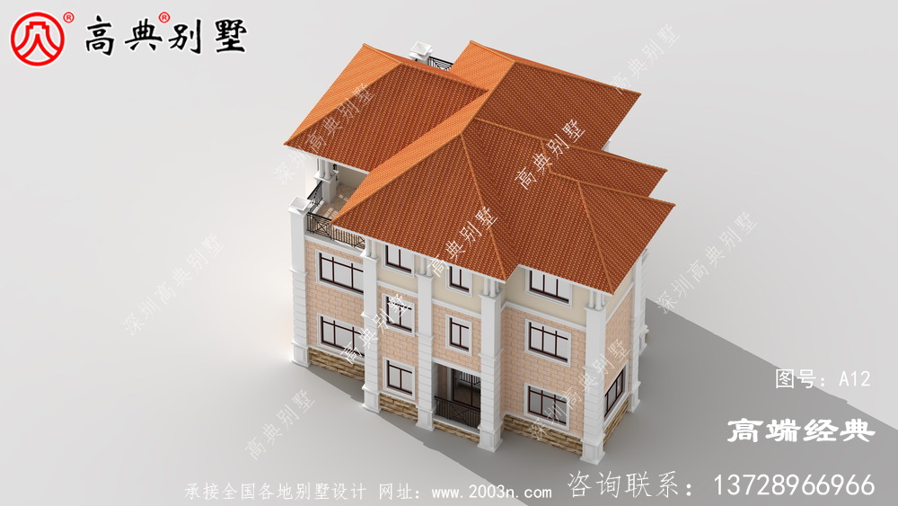 奢華不浮夸的歐式三層別墅設計效果圖，帶挑空大廳落地窗