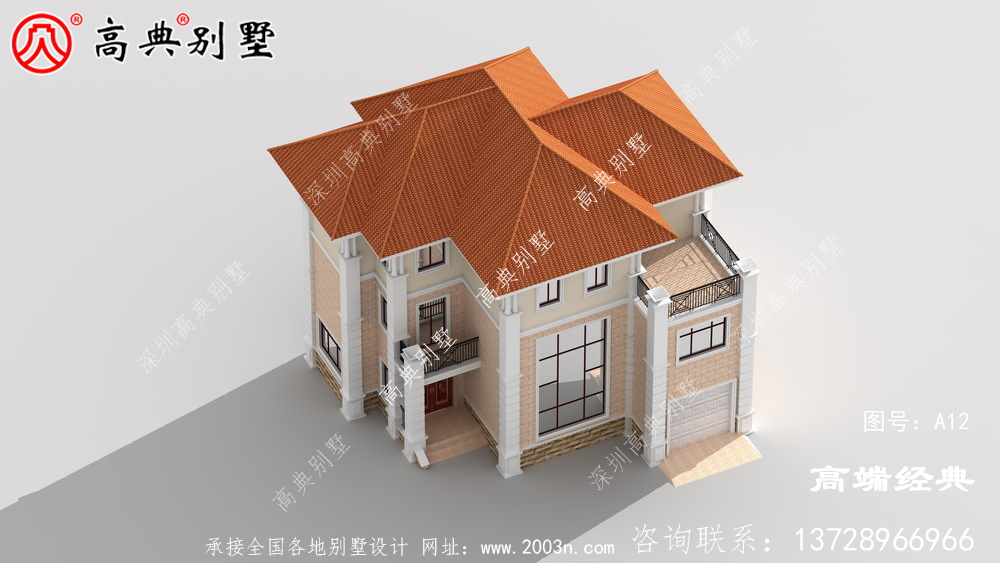 奢華不浮夸的歐式三層別墅設計效果圖，帶挑空大廳落地窗