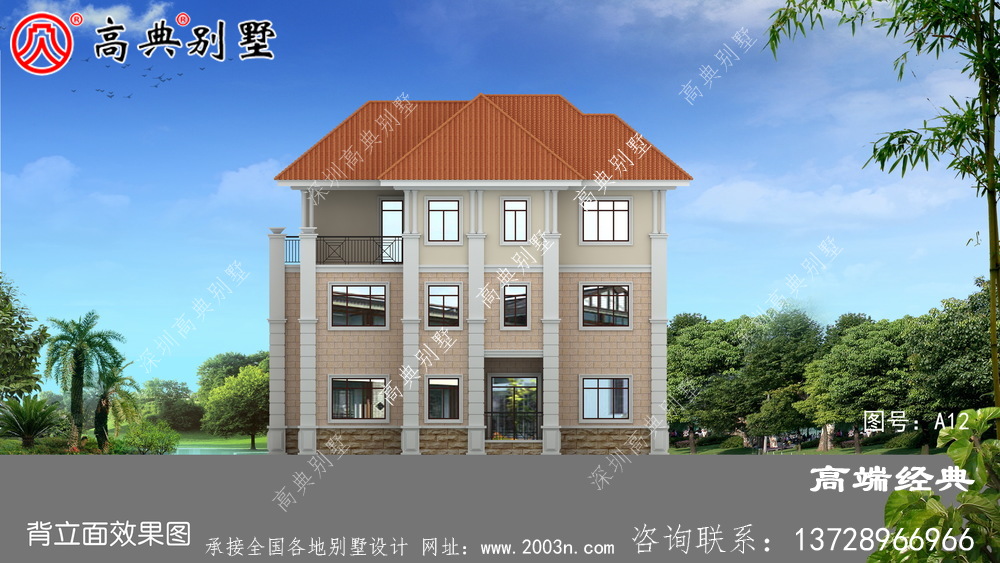 奢華不浮夸的歐式三層別墅設計效果圖，帶挑空大廳落地窗