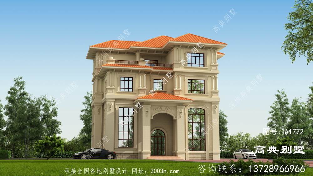 歐式淡雅大氣四層復式別墅設計圖紙