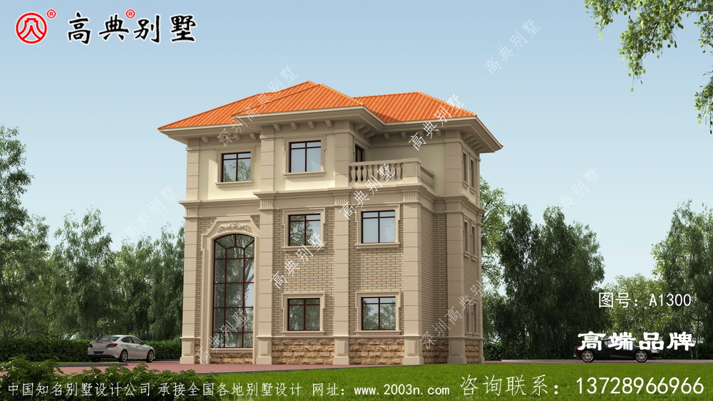 清新自然的法式風格別墅外觀效果圖