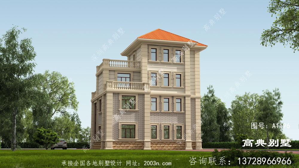 農(nóng)村四樓半別墅建設(shè)設(shè)計圖，外觀形式獨特