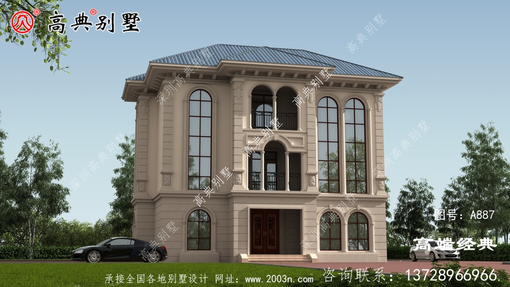 下面這款歐式別墅,既美觀又實用,很適合農村建造。